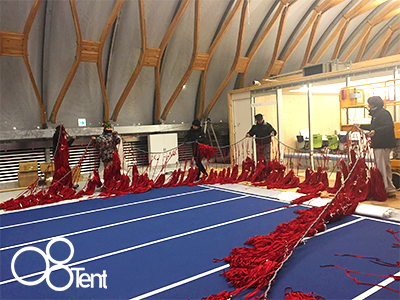 新豊洲Brilliaランニングスタジアム SLOW MOVEMENTで手掛けた赤い糸の空間05