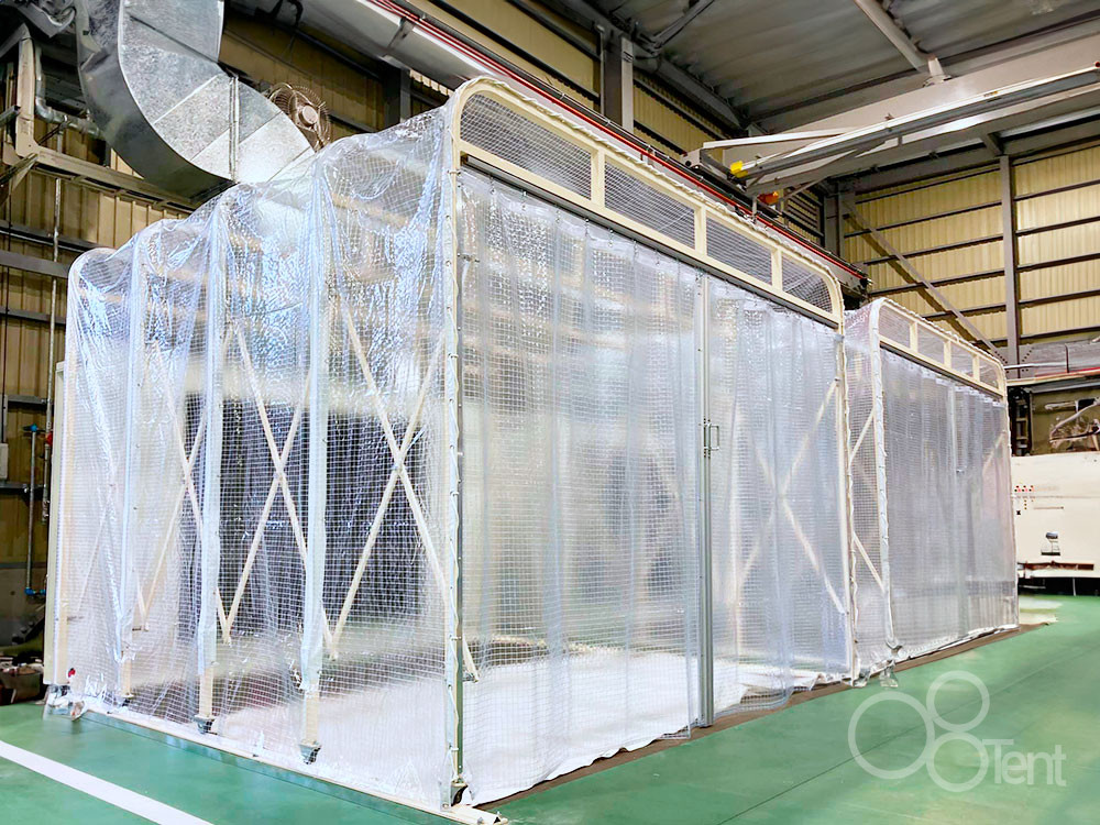 伸縮式（ジャバラ式）の工場内作業ブースを施工｜塗装ブース・粉塵ブースにおすすめ