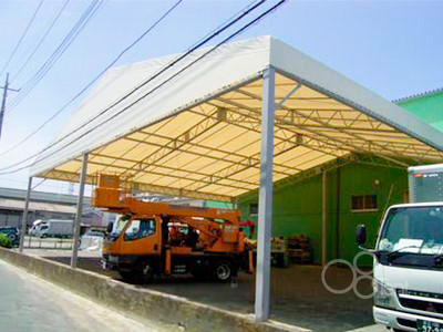 荷捌き場テント（白）を施工｜埼玉県