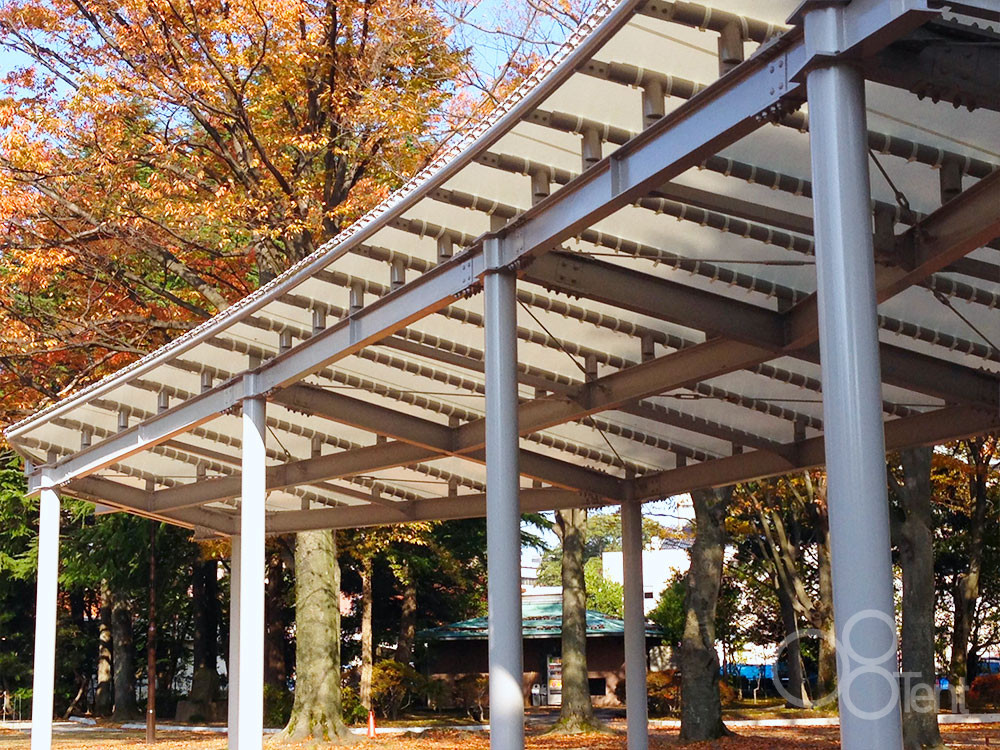 休憩用テント屋根を公園広場に施工｜石川県金沢市