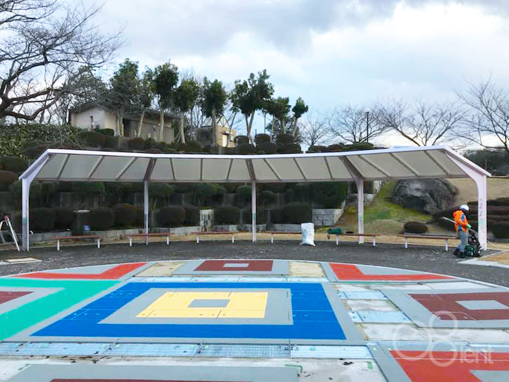公園に休憩用の固定テント屋根を施工｜石川県加賀市