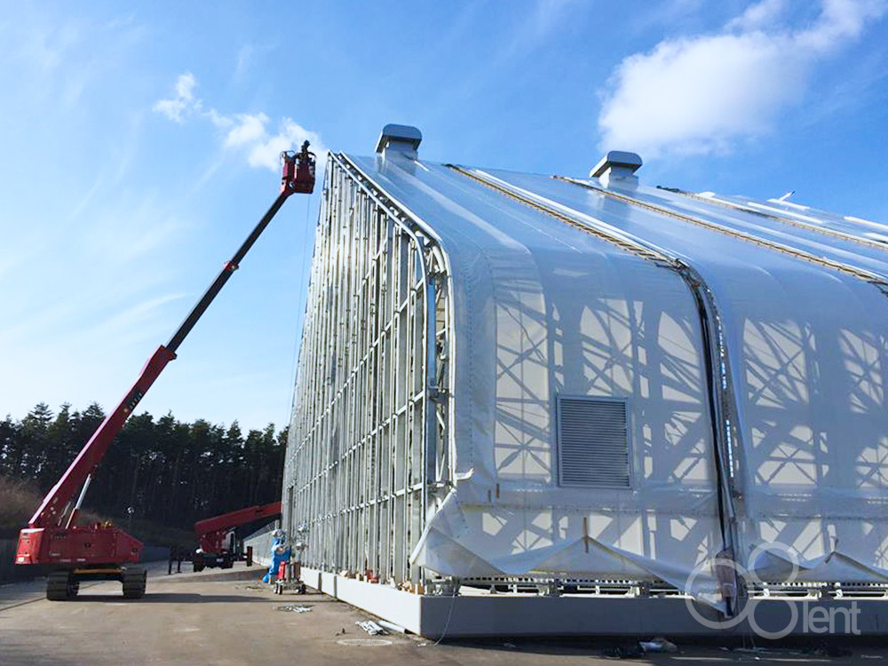 被覆型最終処分場のテント施工