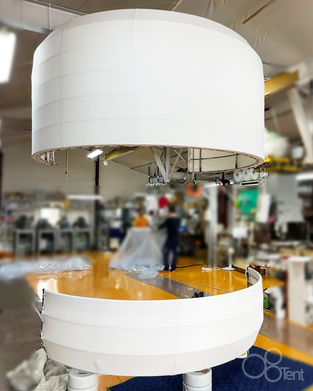 行灯テントの原寸大モックアップ（正面から）