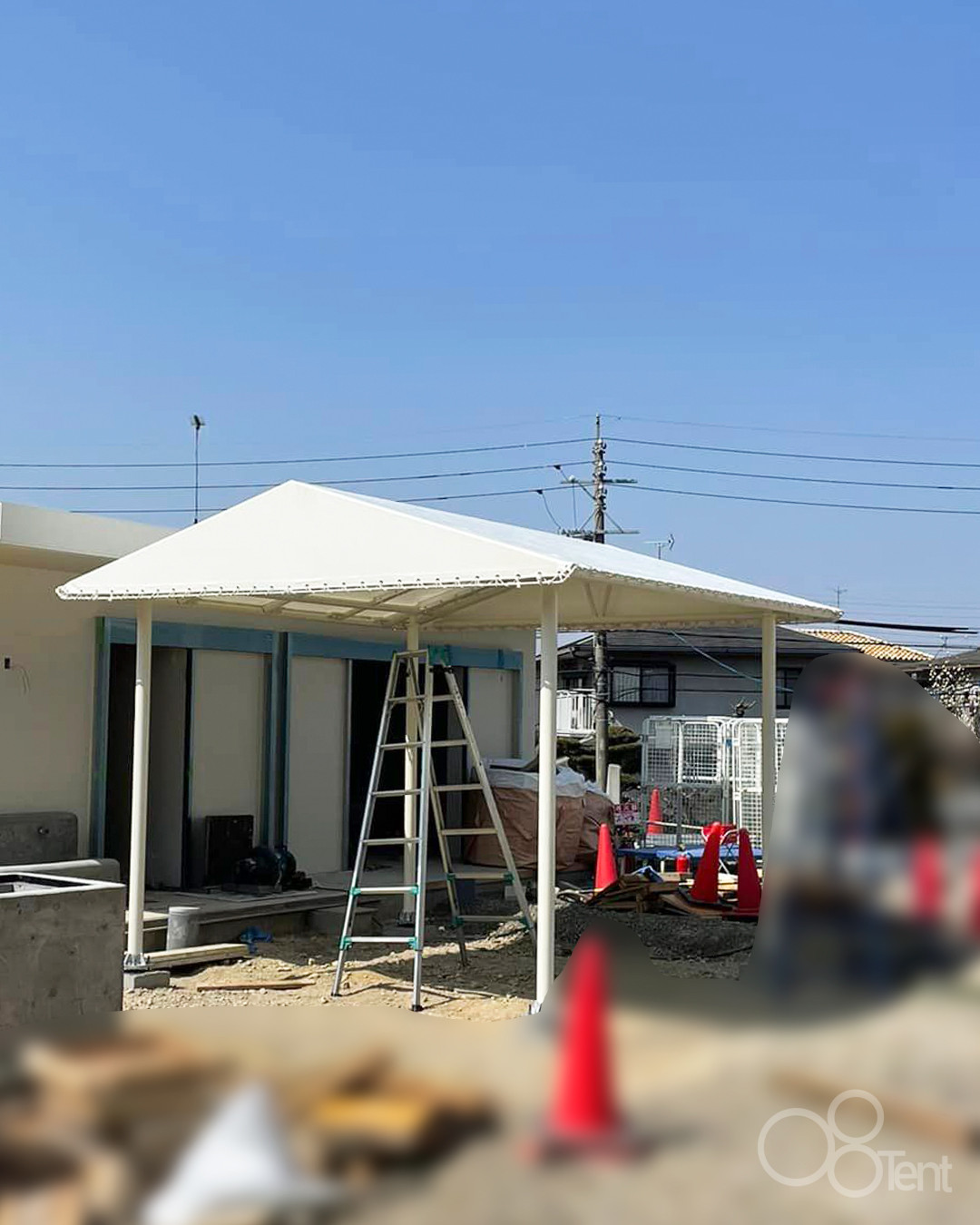 園庭砂場エリア用の固定テント屋根を施工|愛知県春日井市