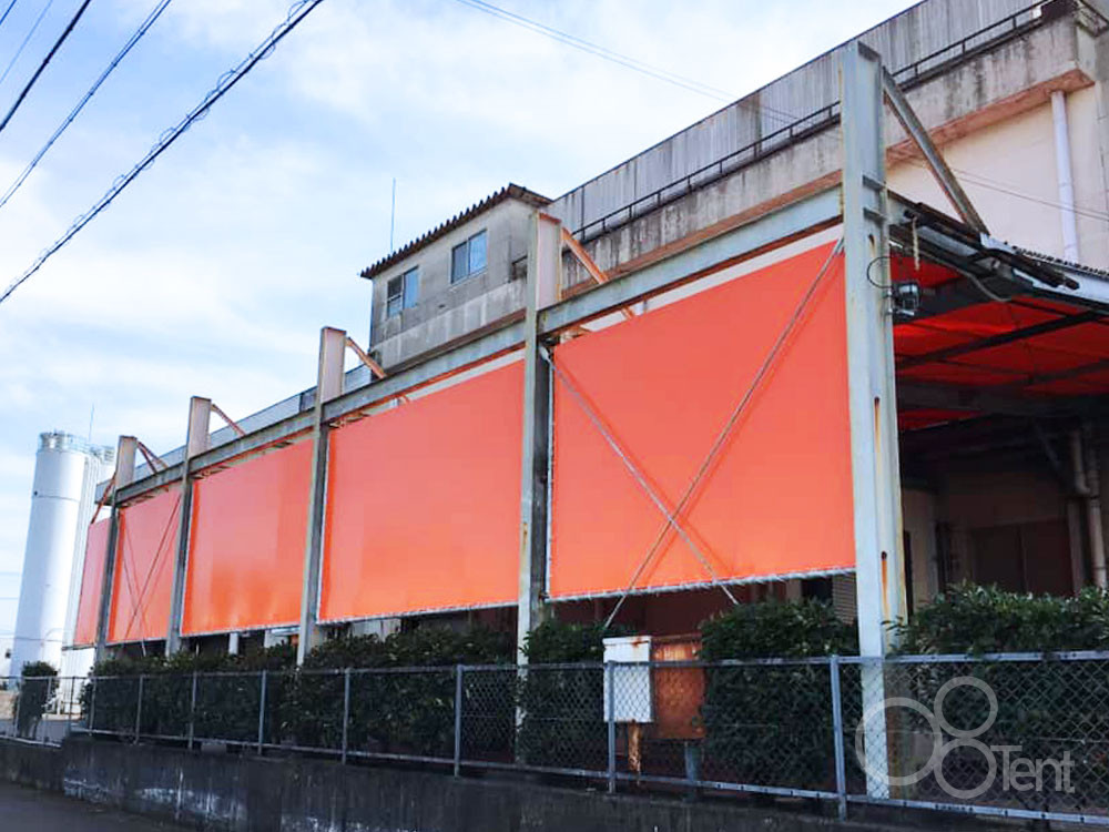 荷捌きテントのシート張替え|製パン工場|愛知県犬山市