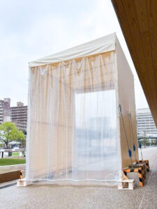 博物館イベント展示用 置き基礎式片流れ仮設テント｜愛知県名古屋市